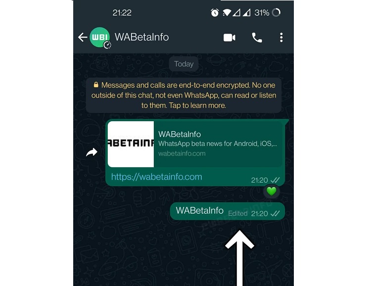 ویرایش پیام واتساپ
