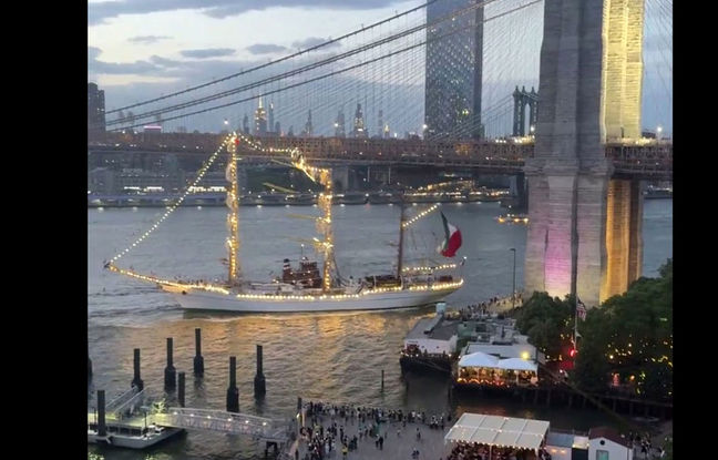 لحظه برخورد کشتی تاریخی با یک پل در نیویورک + ویدئو