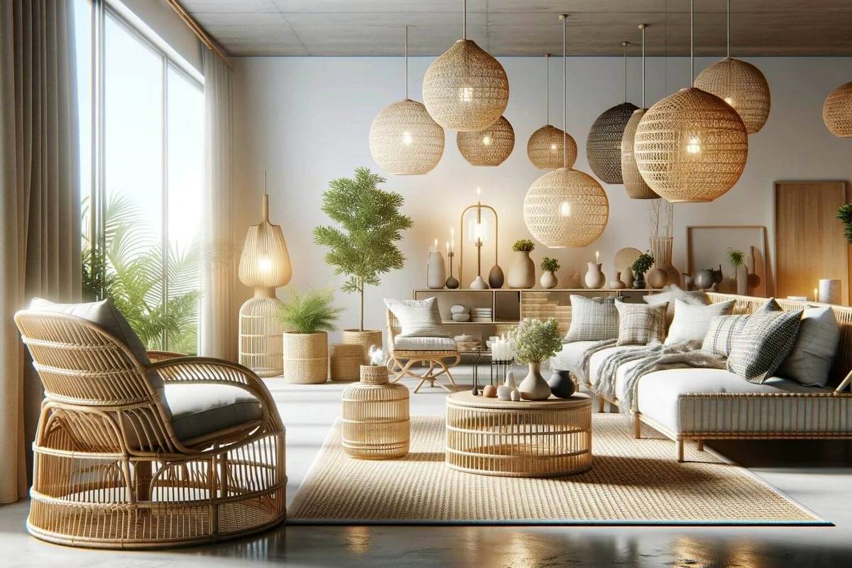 المانهای حصیری و چوبی برای یک خانه با دکور تابستانی