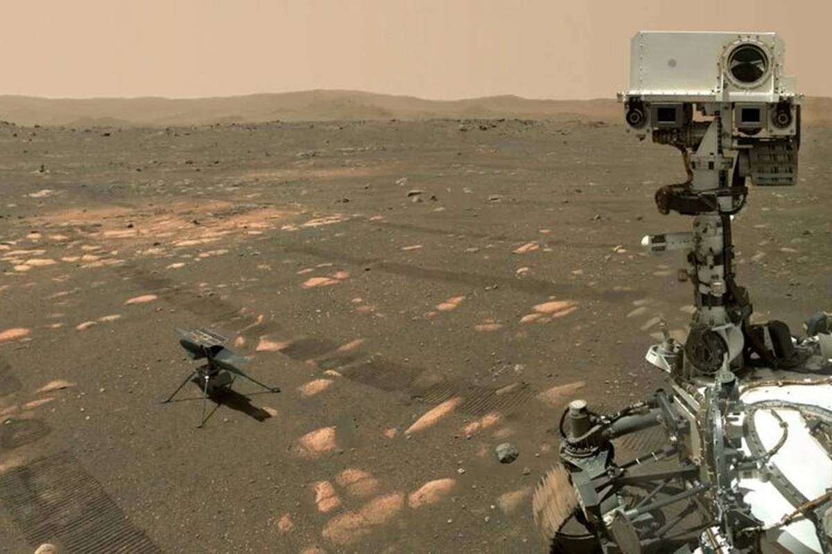تصویر روز ناسا: سلفی تاریخی مریخنورد استقامت در کنار بالگرد نبوغ