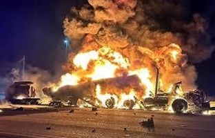 جزئیات تصادف اتوبوس با تانکر حامل سوخت در زاهدان + ویدئو