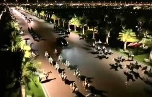 تصاویری از استقبال اسب‌سواران قطری از ترامپ در ضیافت شام امیر قطر + ویدئو